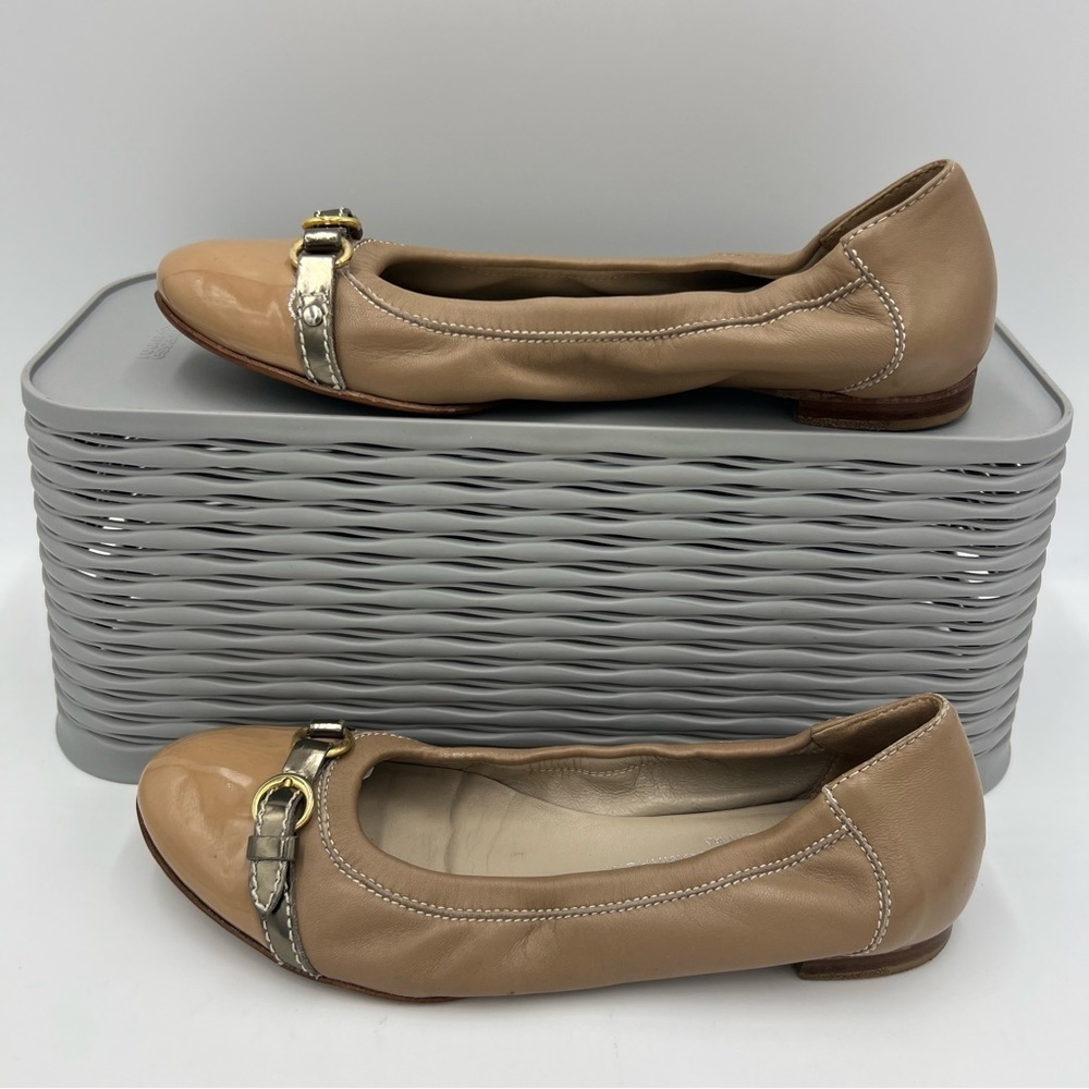 AGL Cap Toe Ballet Flats Nude Beige Size 36.5 US 6.5 Attilio Giusti Leombruni